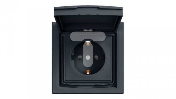 ASFORA Gniazdo SCHUKO IP44 z ramką (1-krotne) antracyt EPH3100371