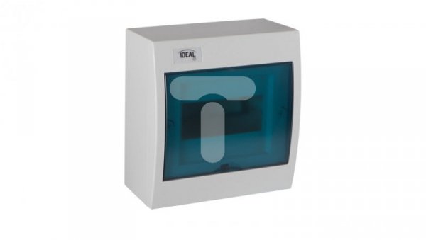 Rozdzielnica modułowa tworzywo 1x8 natynkowa IP30 IK07 N+PE II klasa drzwi transparentne niebieskie KDB-S08T biały 23611