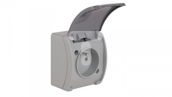 Koala Gniazdo pojedyncze z/u (2P+Z) n/t IP44 popiel z klapką grafit VG 161-08 61.375