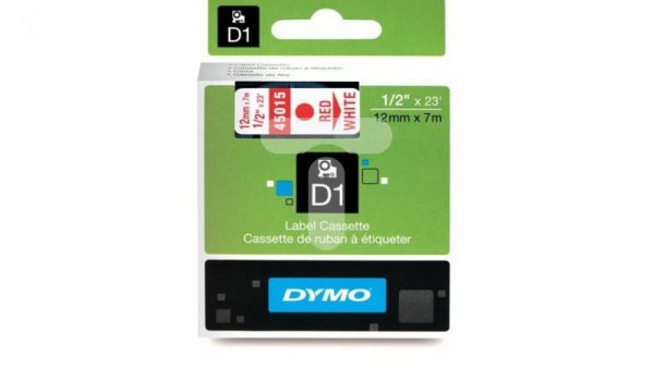 Taśma do drukarek D1 12mm x 7m czerwony/biały S0720550