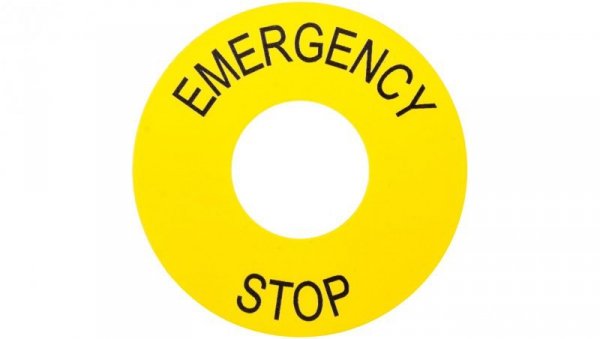 Tabliczka opisowa żółta okrągła fi60mm /EMERGENCY STOP/ ZB2BY9330