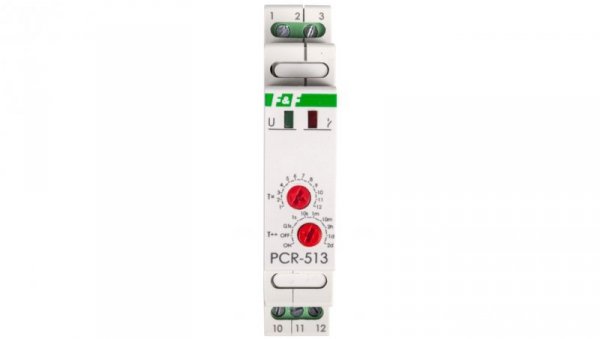 Przekaźnik czasowy 1P 10A 0,1sek-576h 12-264V AC/DC opóźnione załączenie PCR-513UNI