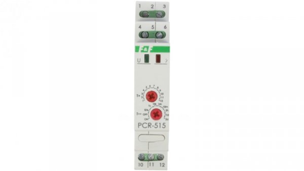 Przekaźnik czasowy 1P 10A 0,1sek-576h 230V AC, 24V AC/DC opóźnione załączenie PCR-515DUO