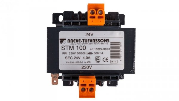 Transformator 1-fazowy bezpieczeństwa STM 100 230/ 24V 4,1A 100VA, Ta 40, 16224-9923