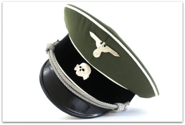 MC001 OFICERSKA CZAPKA GALOWA SCHIRMMUTZE WAFFEN-SS PIECHOTA - GABARDYNA