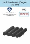 Omask 107210 He 219 exhausts (Dragon) 3D print 1/72