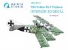 Quinta Studio QD24001 Fokker Dr.1 3D-Printed & coloured Interior on decal paper (Meng) 1/24