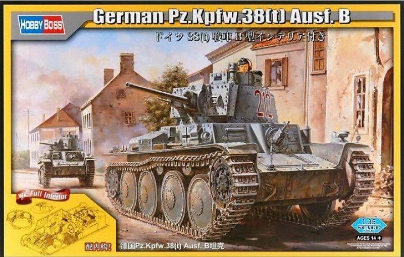 Hobby Boss 80141 German Panzer Kpfw.38(t) Ausf.B w . Full Interior 1 35 -  Tanks - 1939-1945 - 1 35 - Military vehicles and equipment