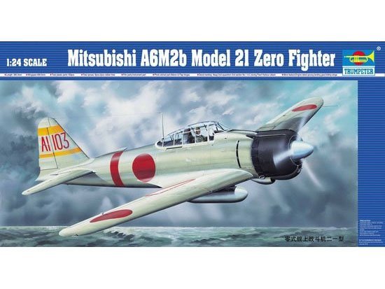 Maquette Trumpeter 1:24 Mitsubishi A6M2b Zero Type 21 - Kit En Plastique à Monter, Neuf