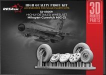 RESArm 32-03069 MIG-21 Mikoyan-Gurevich - Wheels under load (3D resin printing) 1/32