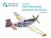 Quinta Studio QD48533 P-51B/C Mustang Early 3D-Printed & coloured Interior on decal paper (Eduard) 1/48