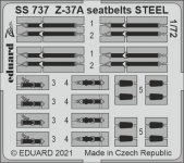  Eduard SS737 Z-37A seatbelts STEEL for EDUARD 1/72