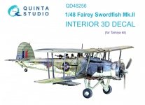 Quinta Studio QD48256 Swordfish Mk.II 3D-Printed & coloured Interior on decal paper ( Tamiya ) 1/48