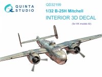Quinta Studio QD32199 B-25H Mitchell 3D-Printed & coloured Interior on decal paper (HK models) 1/32