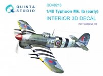 Quinta Studio QD48218 Hawker Typhoon Mk.1b early 3D-Printed & coloured Interior on decal paper ( Hasegawa ) 1/48