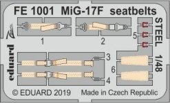 Eduard FE1001 MiG-17F seatbelts STEEL HOBBY BOSS 1/48
