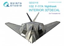 Quinta Studio QD32118 F-117A 3D-Printed & coloured Interior on decal paper (Trumpeter) 1/32