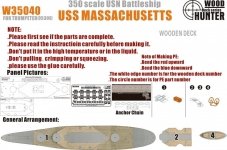 Wood Hunter W35040 Wood deck USS Massachusetts for Trumpeter (1:350)
