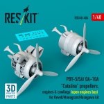 RESKIT RSU48-0484 PBY-5/5A/ OA-10A Catalina propellers, engines & cowlings (open engines bay) for Revell/Monogram/Hasegawa kit (3D Printed) 1/48