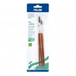 MILAN 10459 Blister pack 3 round brushes (natural + synthetic) 101 series no 2, 8, 12