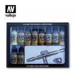 Vallejo 71168 Camouflage Colors Set & Airbrush - Model AIR 10x17ml
