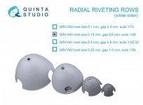 Quinta Studio QRV-040 Radial riveting rows (rivet size 0.15 mm, gap 0.6 mm, suits 1/48), White color 1/48
