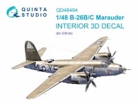 Quinta Studio QD48494 B-26B/C Marauder 3D-Printed coloured Interior on decal paper (ICM) 1/48