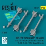 RESKIT RS32-0477 AIM-9B Sidewinder missiles (4 pcs) (3D Printed) 1/32