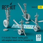 RESKIT RSU32-0087 F-14 (A,B,D) TOMCAT LANDING GEARS WITH WEIGHTED WHEELS SET FOR TRUMPETER KIT (3D PRINTED) 1/32