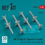 RESKIT RS48-0457 AIM-7F High Vis Sparrow III missiles (4 pcs) (3D Printed)  1/48