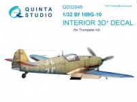 Quinta Studio QD32046 Bf 109G-10 3D-Printed & coloured Interior on decal paper (for Trumpeter kit) 1/32