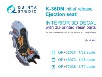 Quinta Studio QR+72038 K-36DM (initial release) ejection seat (for Su-17M3/M4/UM3/22, Su-24, MiG-29 9-12 Early aircraft) (All kits) 1/72