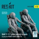 RESKIT RSF32-0004 RAAF F-111 PILOTS SITTING IN SEATS (2 PCS) FOR RESKIT RSK32-0002 KIT (3D PRINTED) 1/32