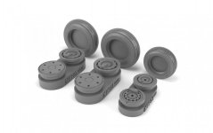 Armory Models AW48027 Mikoyan MiG-21 Fishbed wheels w/ weighted tires, early 1/48