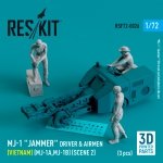 RESKIT RSF72-0026 MJ-1 Jammer Driver airmens (Vietnam) (MJ-1A,MJ-1B) (scene 2) (3 pcs) (3D Printed) 1/72