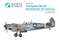 Quinta Studio QD48120 Spitfire Mk.VIII 3D-Printed & coloured Interior on decal paper (Eduard) 1/48