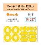 Omask 54087 Henschel Hs 129 B Double Sided Mask (for Takom) yellow masking tape 1/48