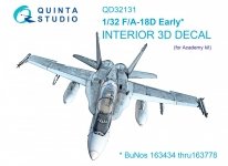 Quinta Studio QDS32131 F/A-18D Early 3D-Printed & coloured Interior on decal paper (Academy) (Small version) 1/32