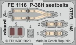Eduard FE1116 P-38H seatbelts STEEL 1/48 TAMIYA