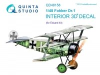 Quinta Studio QD48158 Fokker Dr.1 3D-Printed & coloured Interior on decal paper (for Eduard kit) 1/48