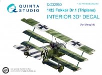 Quinta Studio QD32050 Fokker Dr.1 3D-Printed & coloured Interior on decal paper (for Meng kit) 1/32