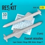 RESKIT RS32-0195 EXOCET MISSILES (2 PCS) 1/32