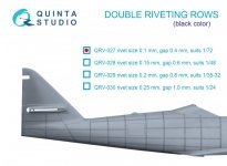Quinta Studio QRV-027 Double riveting rows (rivet size 0.10 mm, gap 0.4 mm, suits 1/72 scale), Black color, total length 6.7 m/22 ft