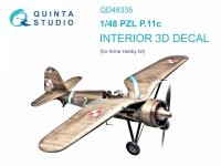 Quinta Studio QD48335 PZL P.11c 3D-Printed & coloured Interior on decal paper (Arma Hobby) 1/48