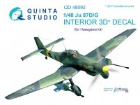 Quinta Studio QD48092 Ju 87D/G 3D-Printed & coloured Interior on decal paper (for Hasegawa kit) 1/48