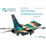 Quinta Studio QD32003 F-16C 3D-Printed & coloured Interior on decal paper (for Tamiya kit) 1/32