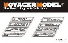 Voyager Model PE72011 WWII Famous Tank Name Plate 1 (8 Tanks) 1/72