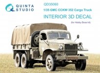 Quinta Studio QD35060 GMC CCKW 352 Cargo Truck 3D-Printed & coloured Interior on decal paper (HobbyBoss) 1/35