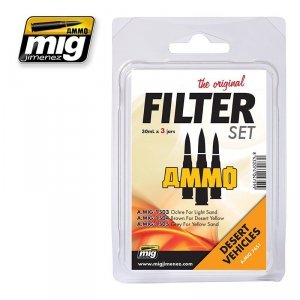 AMMO of Mig Jimenez 7451 FILTER SET FOR DESERT VEHICLES 3x30ml