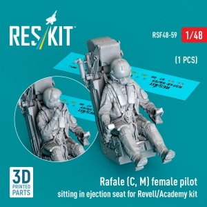 RESKIT RSF48-0059 Rafale (C, M) female pilot sitting in ejection seat for Revell/Academy kit (1 pcs) (3D Printed) 1/48